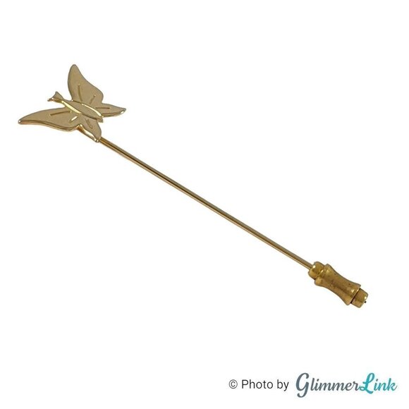 Vintage Gold Tone Butterfly Stick Pin - Picture 7 of 13
